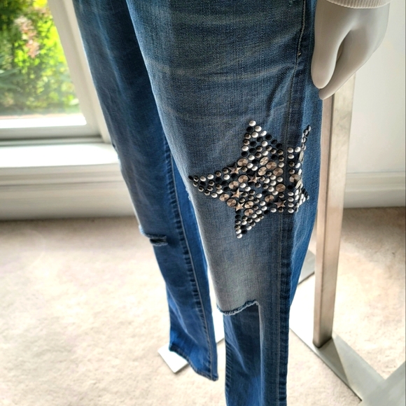 Please Denim Ribbed and Distressed with Metallic Star Size Medium - Picture 3 of 12